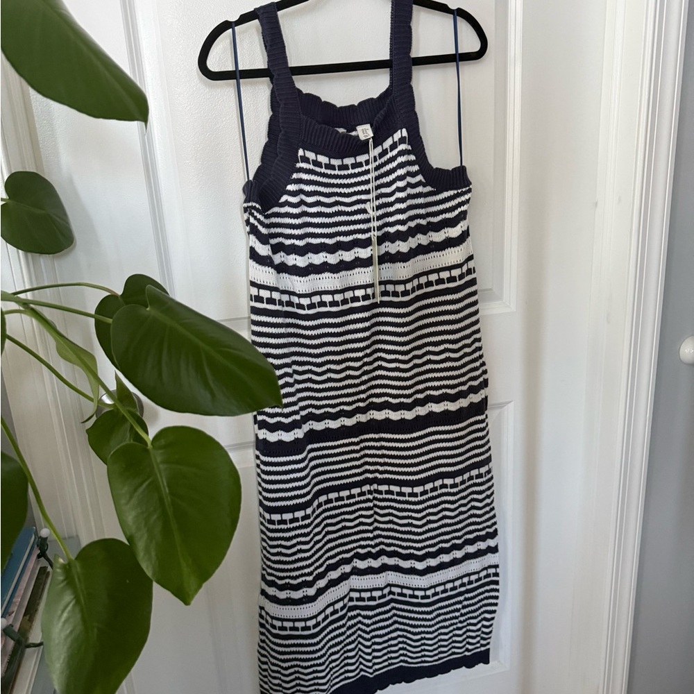 Joie Crochet Navy and White Dress